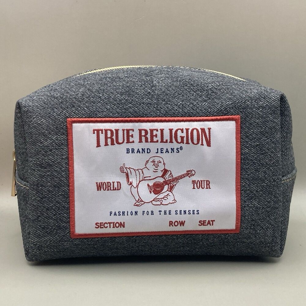 True Religion Gray Polyester Toiletry Bag World Tour Fashion Accessory